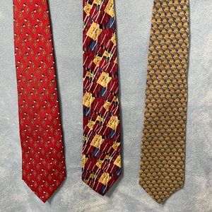 Bundle of 3 100% Silk Used Neckties Made in the USA
